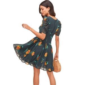 NWT ASTR the Label dark green floral dress asymmetrical size M